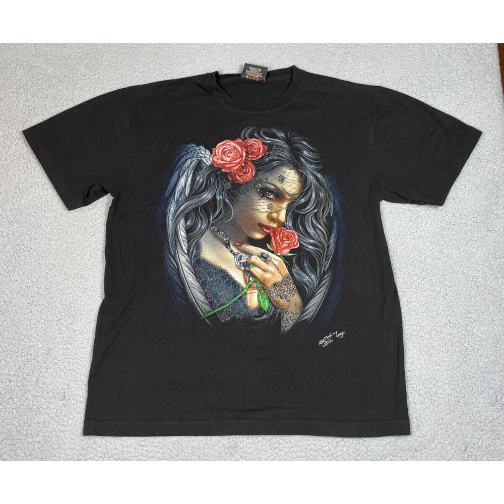 Rock Chang Mens Size L Dark Angel 3D Front Double Sided Graphic T-Shirt